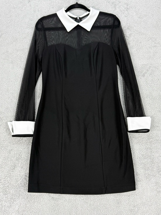 Joseph Ribkoff Dresses & Skirts - Joseph Ribkoff Sheer Mesh Sleeve Mini Dress Mod Chic Dark Academia Wednesdaycore